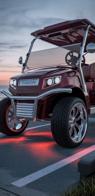 Maroon Golf Cart